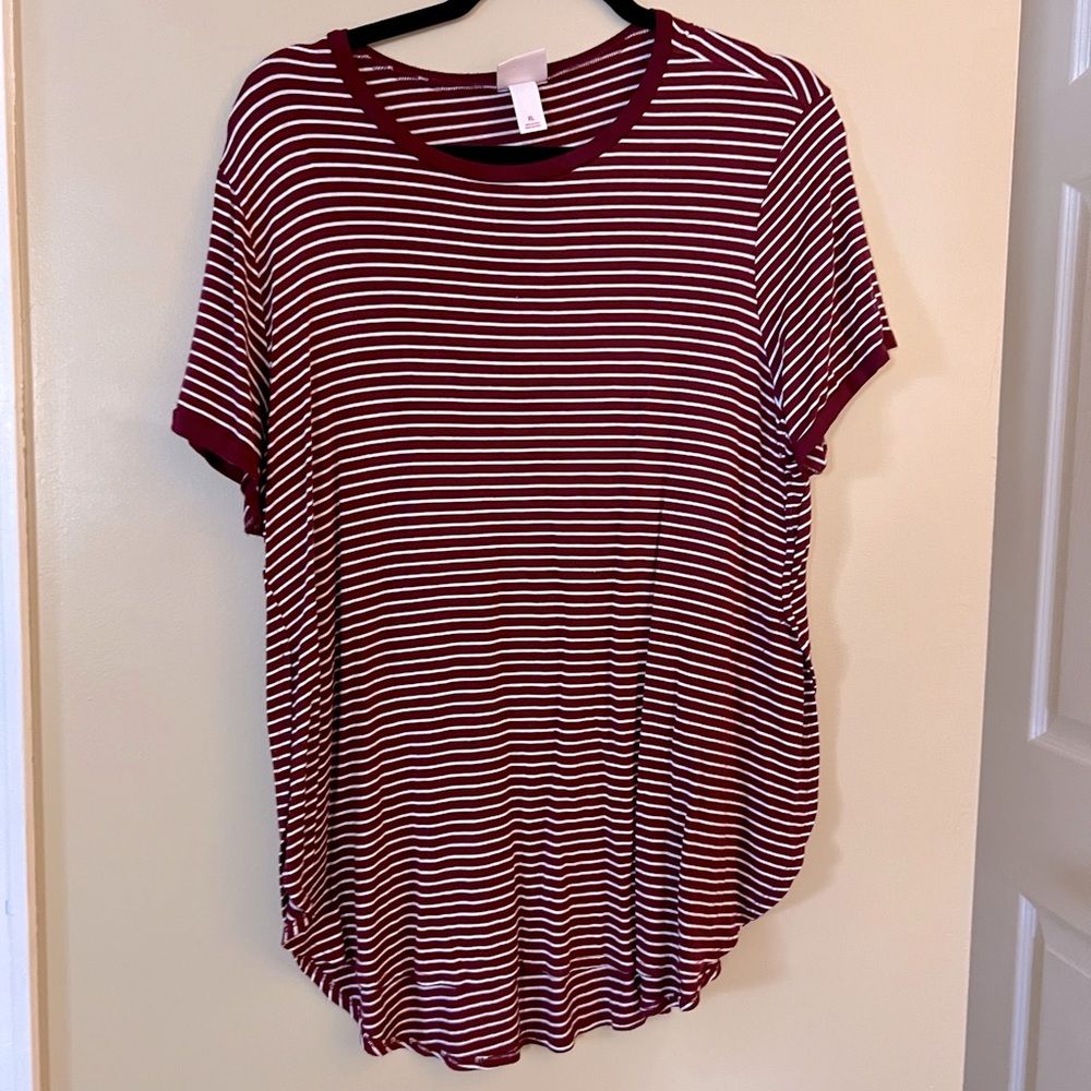 XL Mossimo Supply Co. maroon and white striped shirt